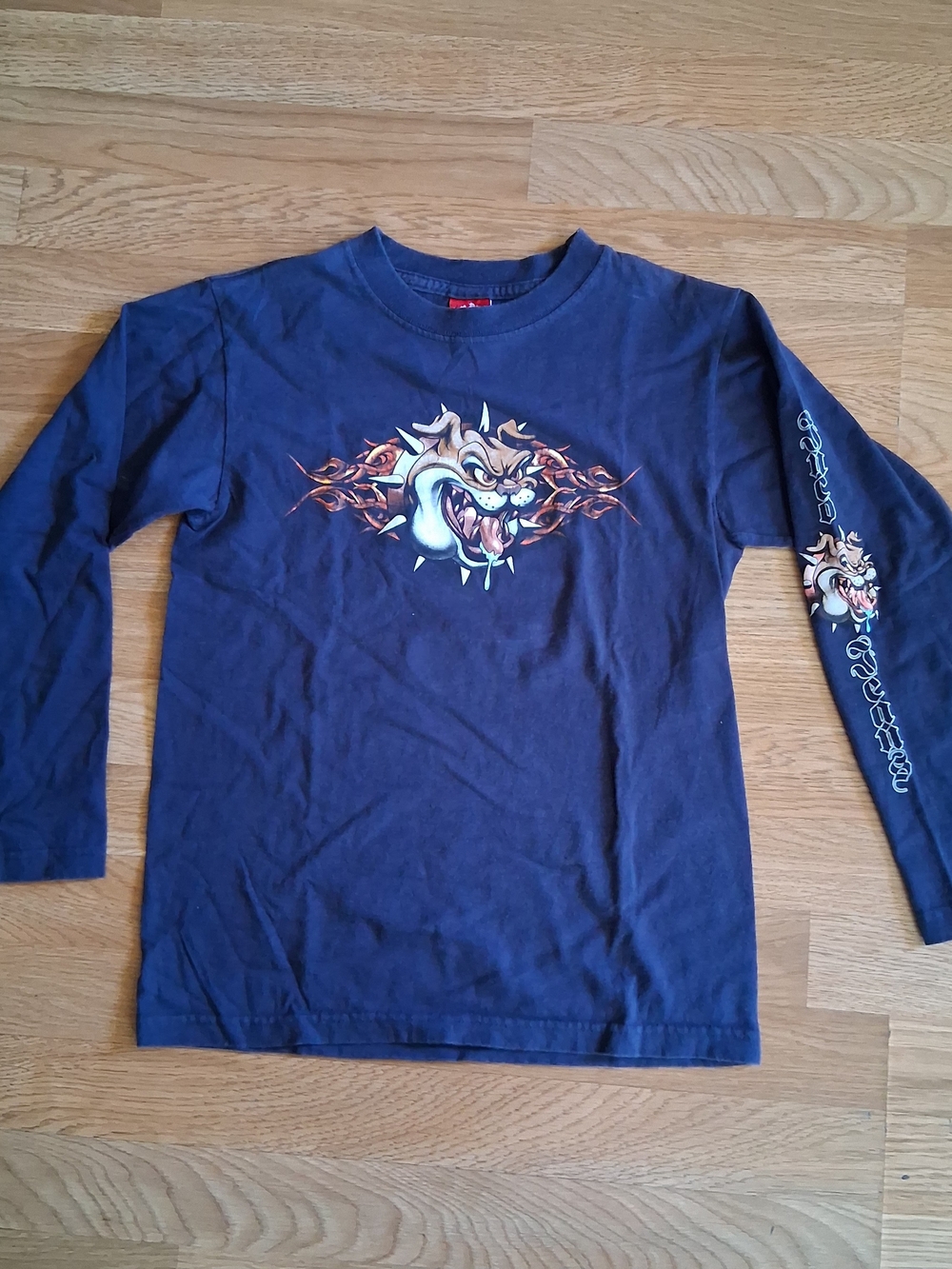 Ijnco Denim Kids Navy Long-Sleeve Graphic Tee with Bulldog Design